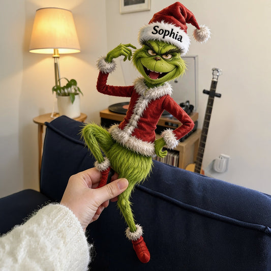Funny Green Monster Doll - Personalized Stole Christmas Posable Plush Doll