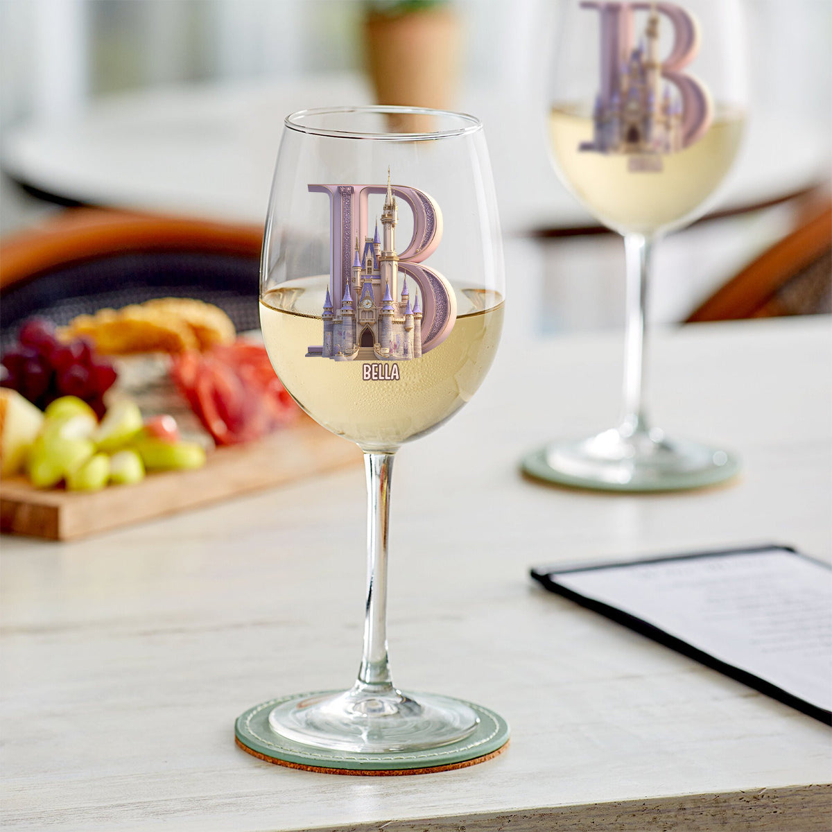Magical Castle Custom Letter Alphabet - Personalized Mouse Wine Glass With Long Stem