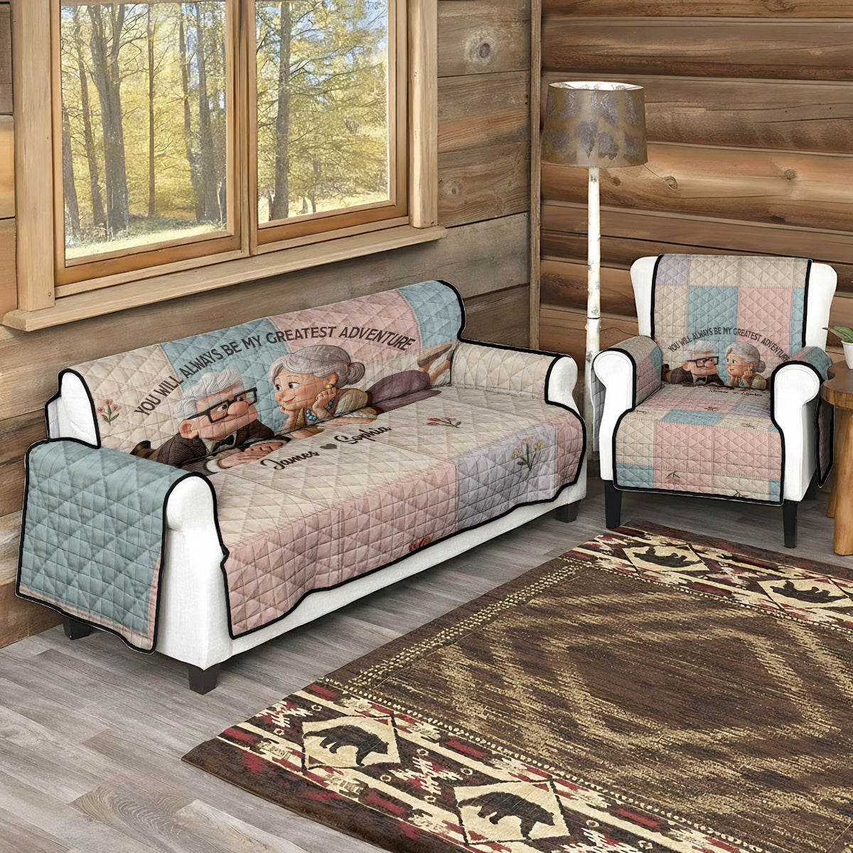 You Are My Greatest Adventure - Personalized Couple Quilted Sofa/Couch Cover