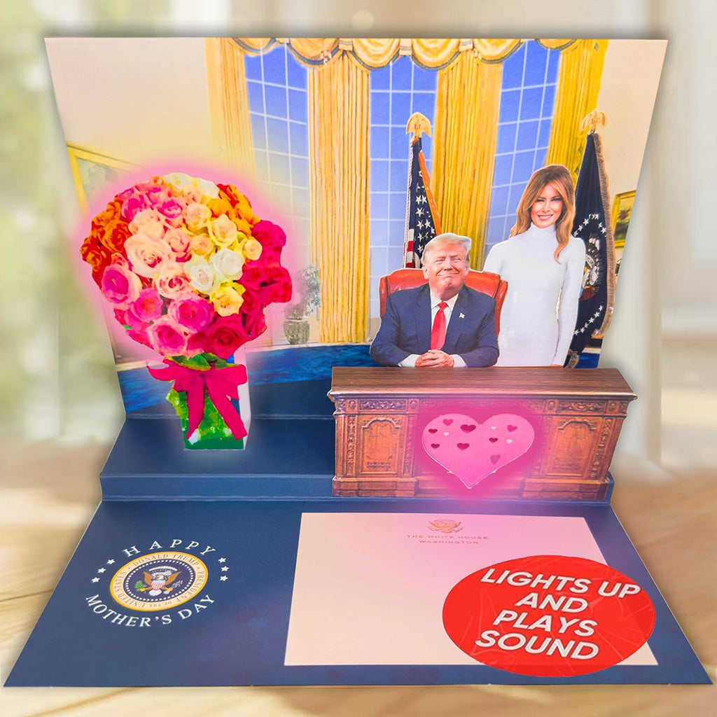 Donald Pop Up Mother's Day Card with Light and Sound - Presidential Message to Mom with Trump's Real Voice, Funny Trump Gifts for the Best Mom