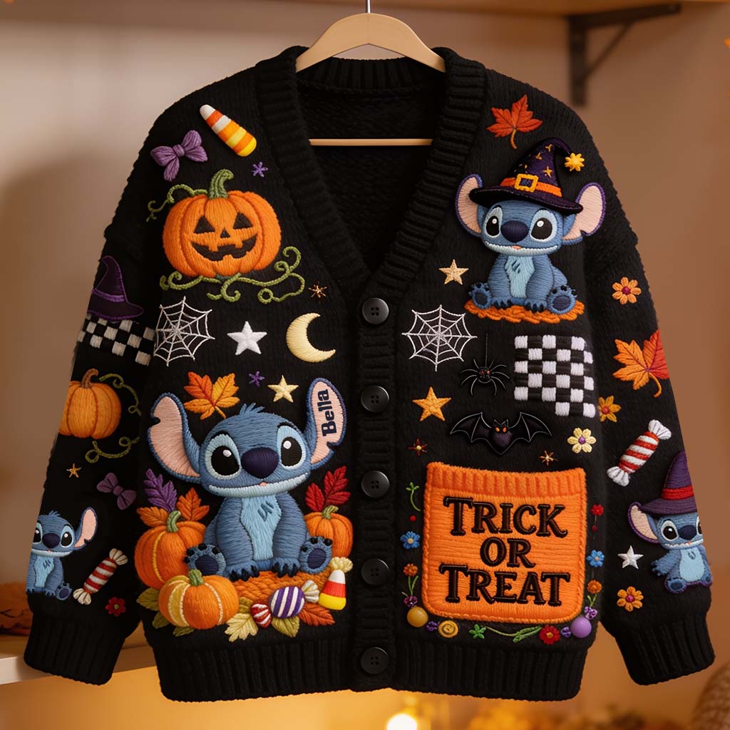 Trick Or Treat - Personalized Ohana Cardigan Sweater