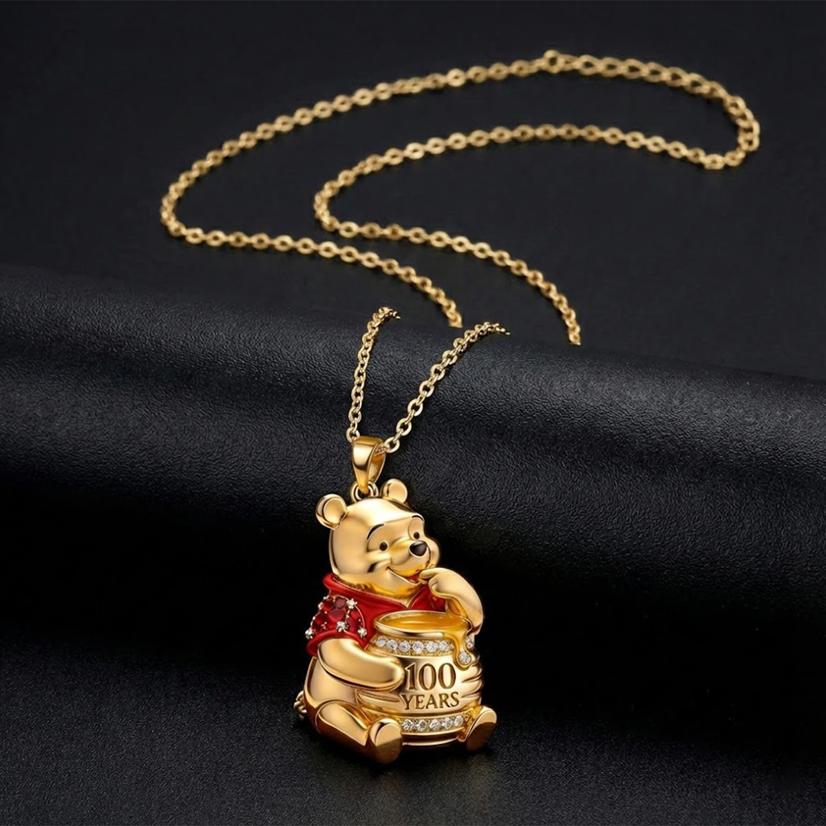 100th Anniversary - Personalized Yellow Bear Shaped Metal Pendant Necklace