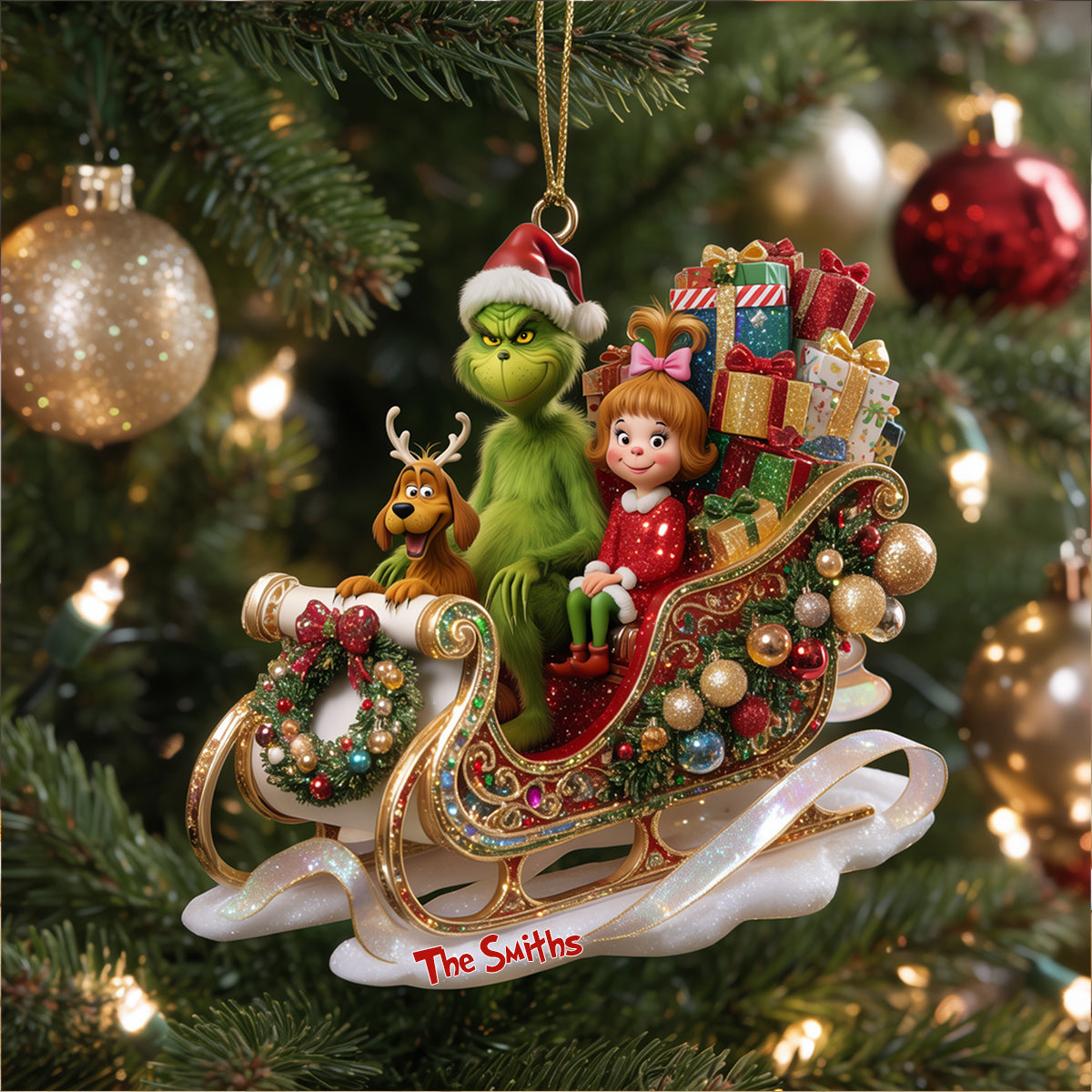 Dashing Through The Snow Grinchmas - Personalized Stole Christmas Premium 3D Ornament
