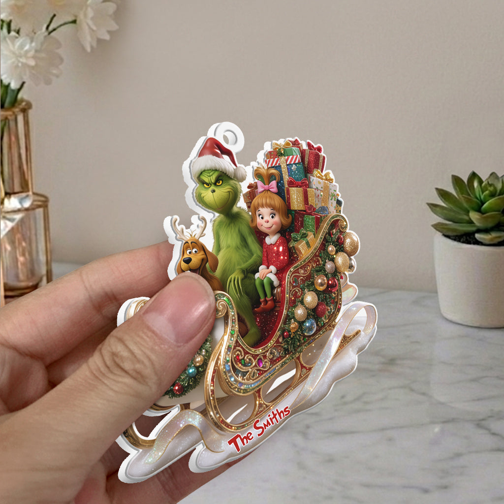 Dashing Through The Snow Grinchmas - Personalized Stole Christmas Premium 3D Ornament