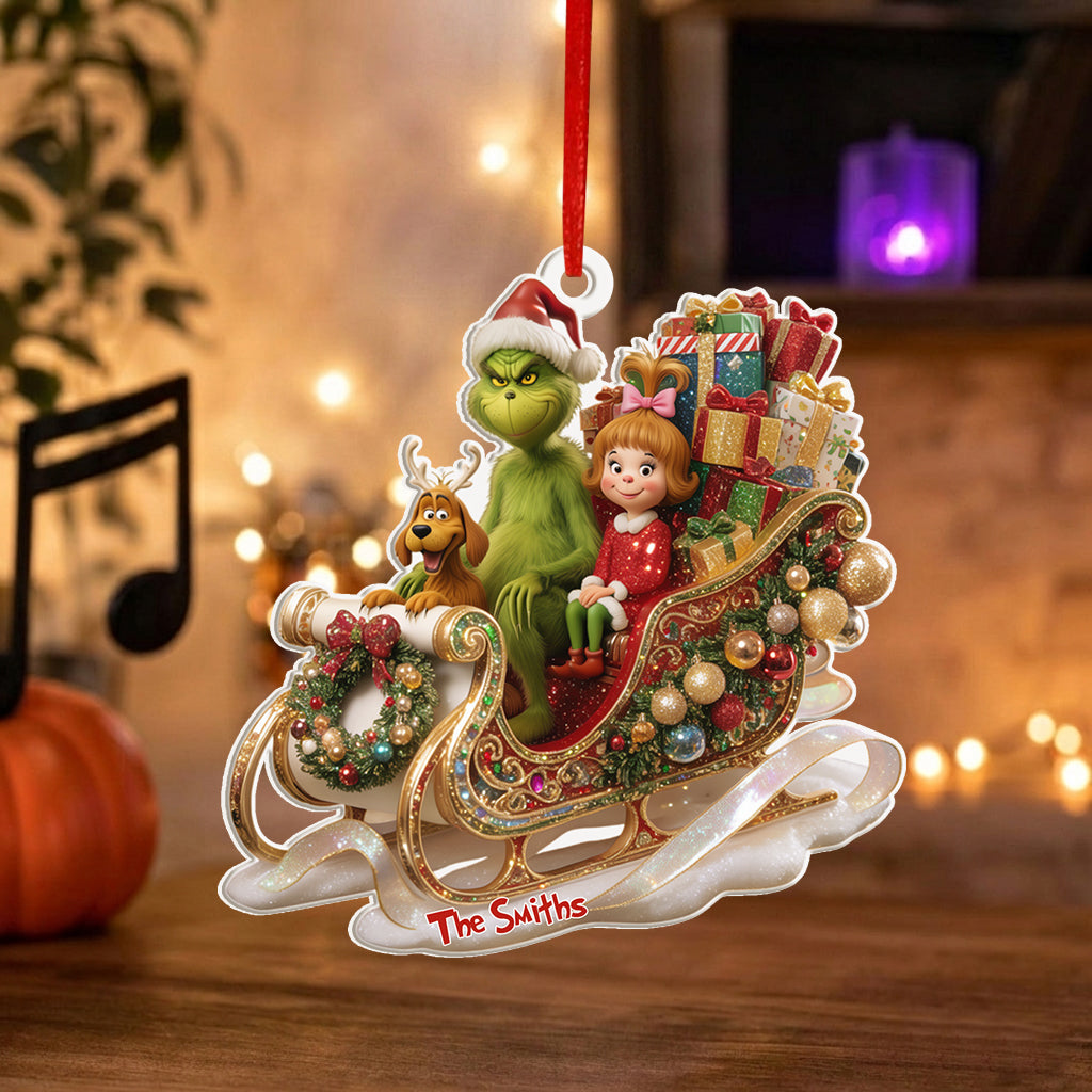 Dashing Through The Snow Grinchmas - Personalized Stole Christmas Premium 3D Ornament