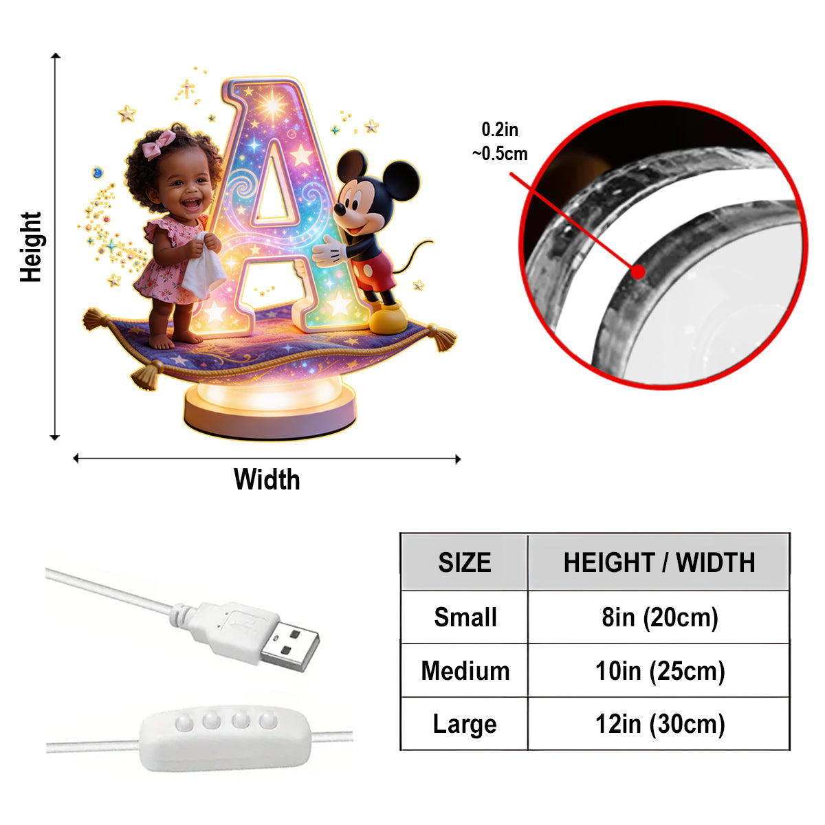 Cartoon Magical Mouse - Personalized Mouse Acrylic LED Night Light
