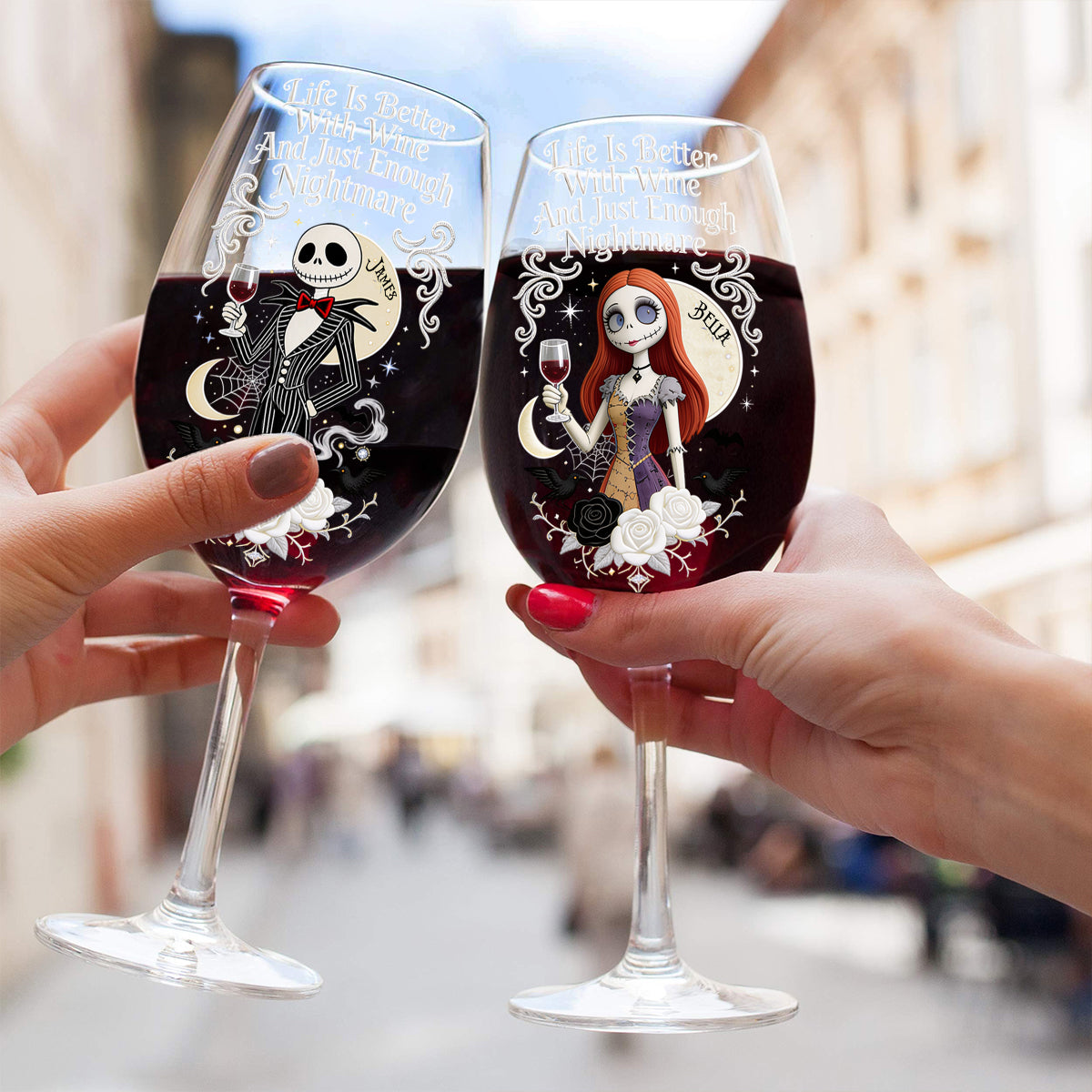 Life Is Better With Wine - Personalized Nightmare Wine Glass With Long Stem