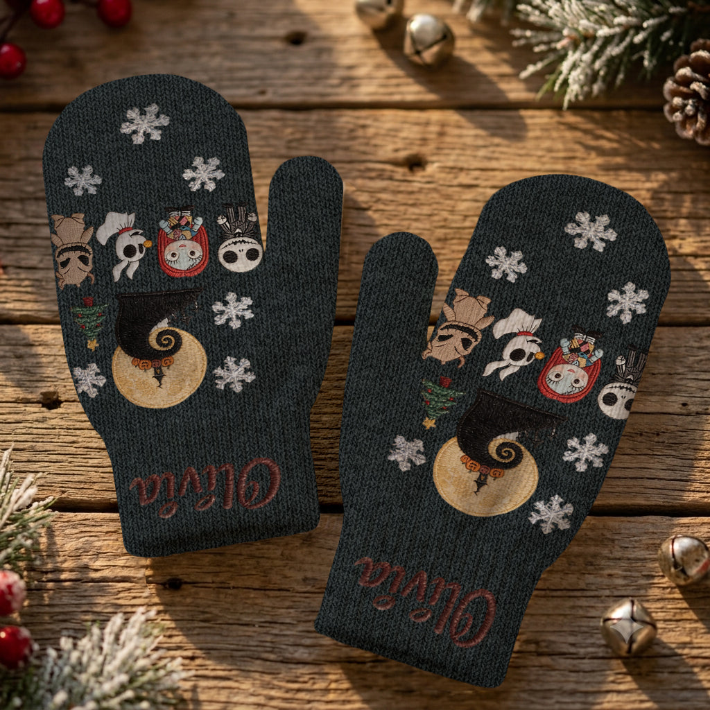 Merry Christmas - Personalized Nightmare Knitted Mittens