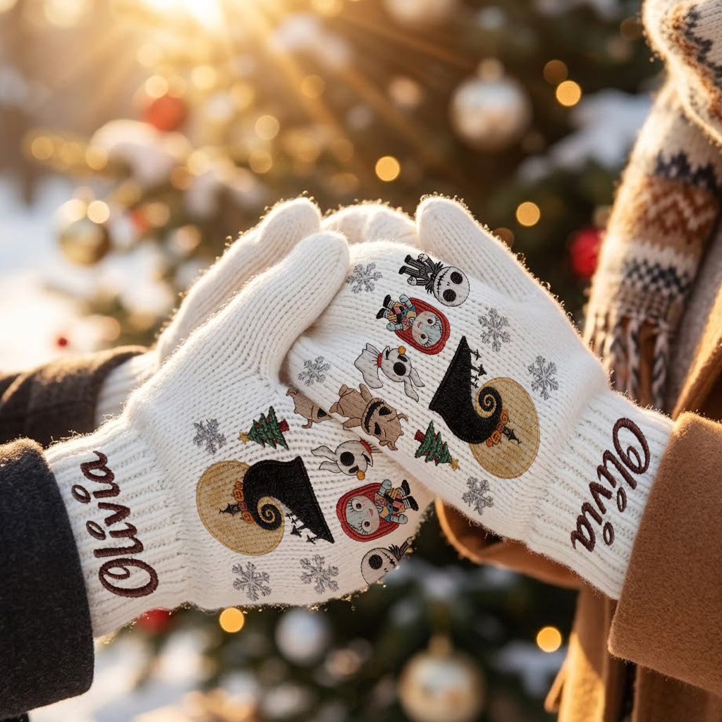 Merry Christmas - Personalized Nightmare Knitted Mittens