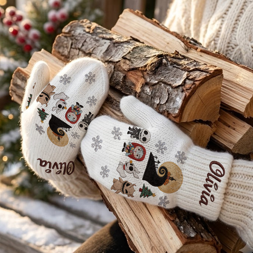 Merry Christmas - Personalized Nightmare Knitted Mittens