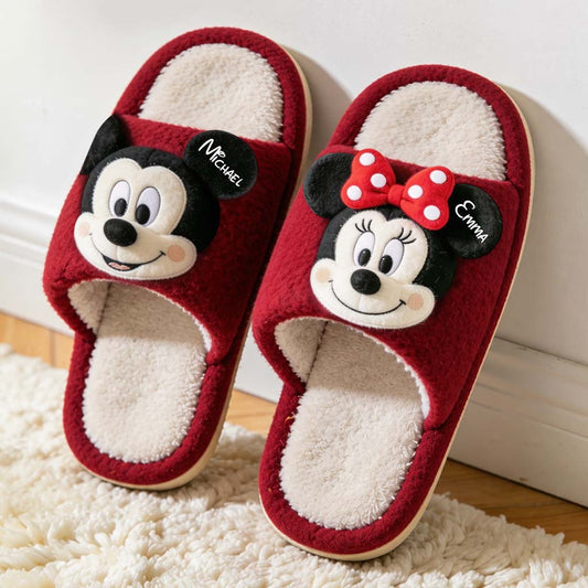 Big Ears Duo - Personalized Mouse Open-Toe Slippers
