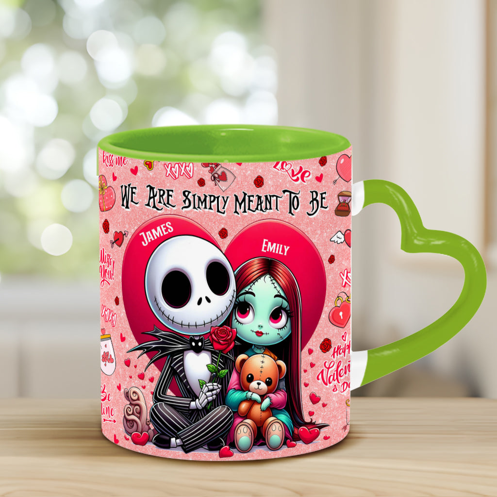 We're Simply Meant To Be - Personalized Nightmare Heart Handle Mug