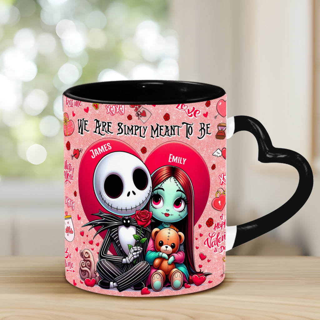 We're Simply Meant To Be - Personalized Nightmare Heart Handle Mug