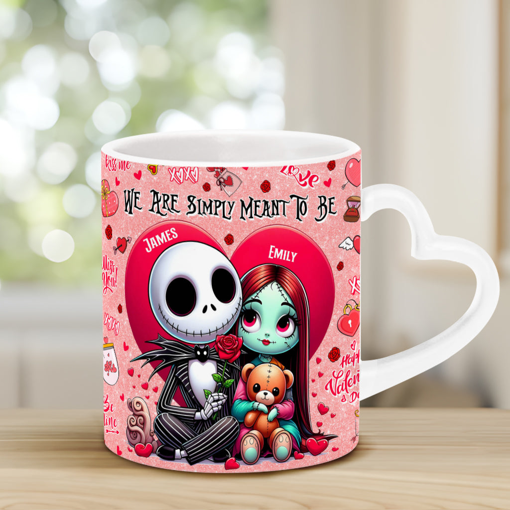 We're Simply Meant To Be - Personalized Nightmare Heart Handle Mug