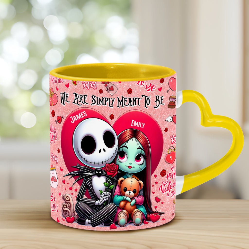 We're Simply Meant To Be - Personalized Nightmare Heart Handle Mug