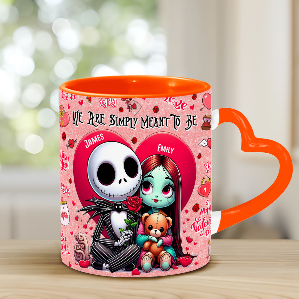 We're Simply Meant To Be - Personalized Nightmare Heart Handle Mug