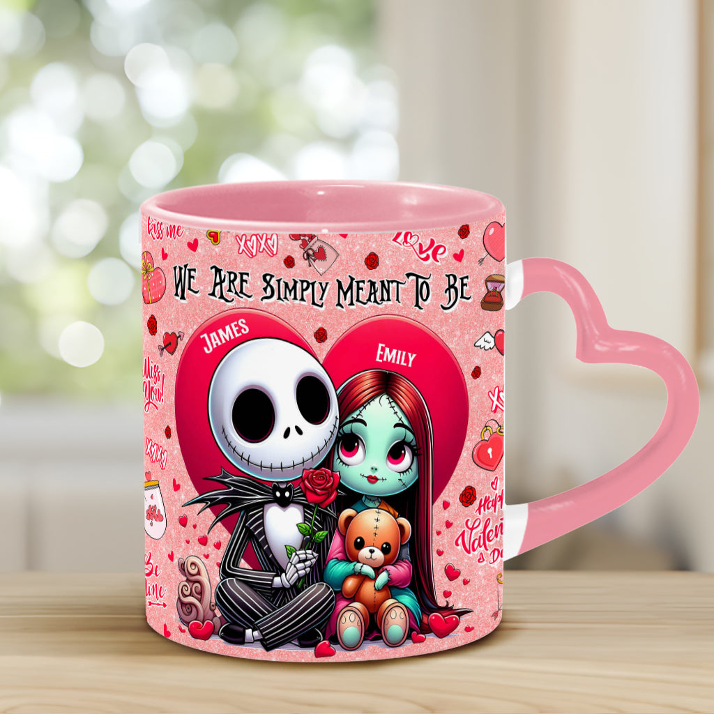 We're Simply Meant To Be - Personalized Nightmare Heart Handle Mug
