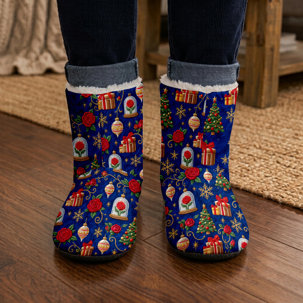 Enchanted Together - Personalized Beauty And The Beast Faux Fur Boot Slippers