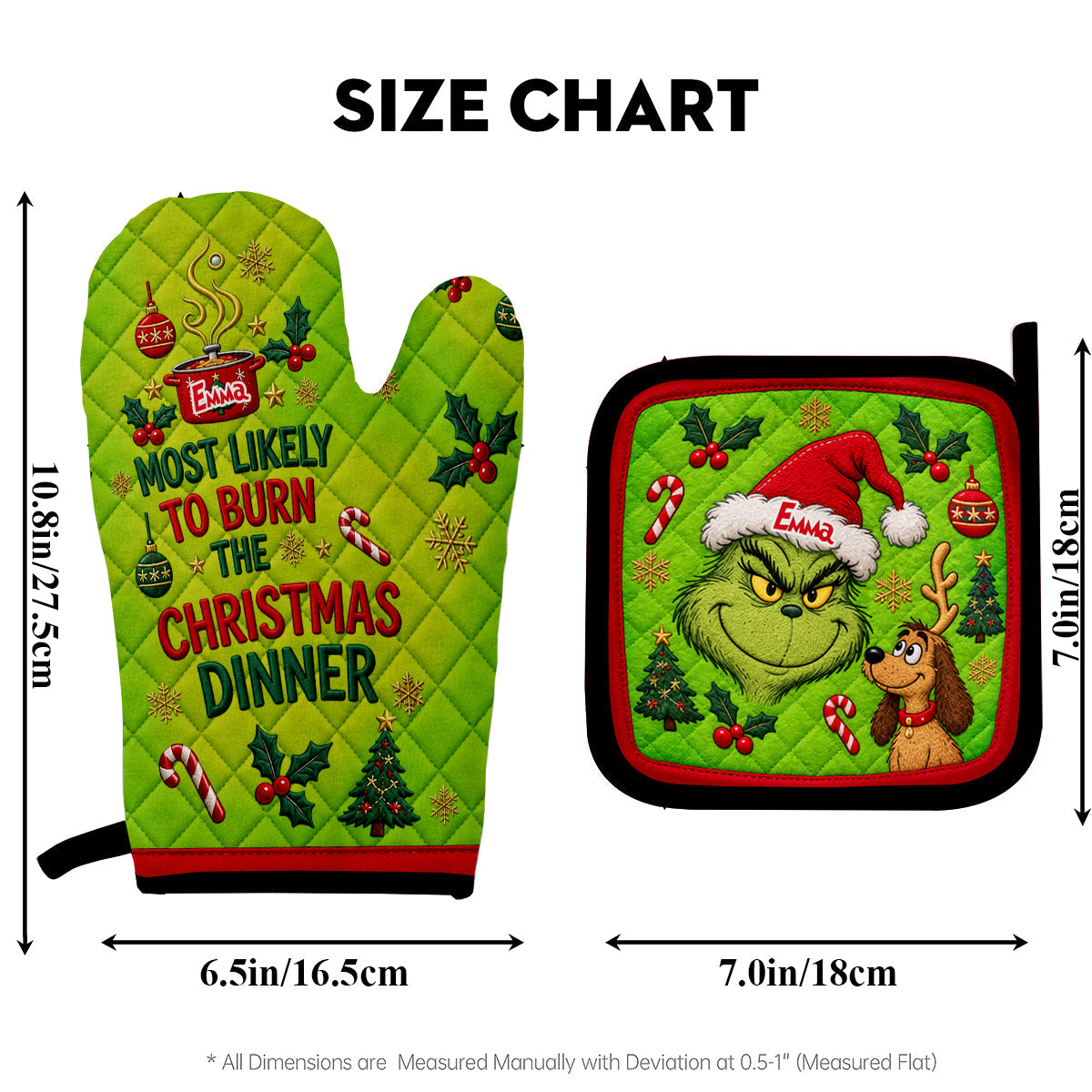 Most Likely To Burn The Christmas Dinner - Personalized Stole Christmas Oven Mitts & Pot Holder Set