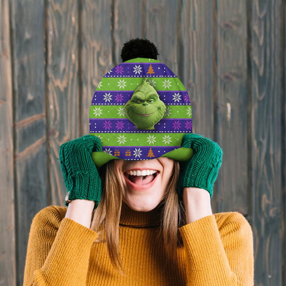Green Monster Christmas - Personalized Stole Christmas Beanie Hat