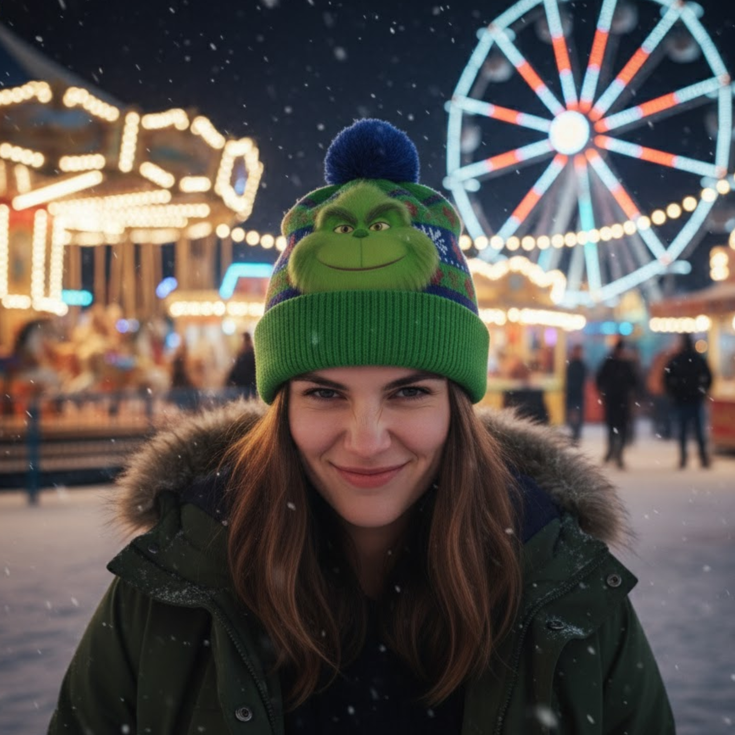 Green Monster Christmas - Personalized Stole Christmas Beanie Hat
