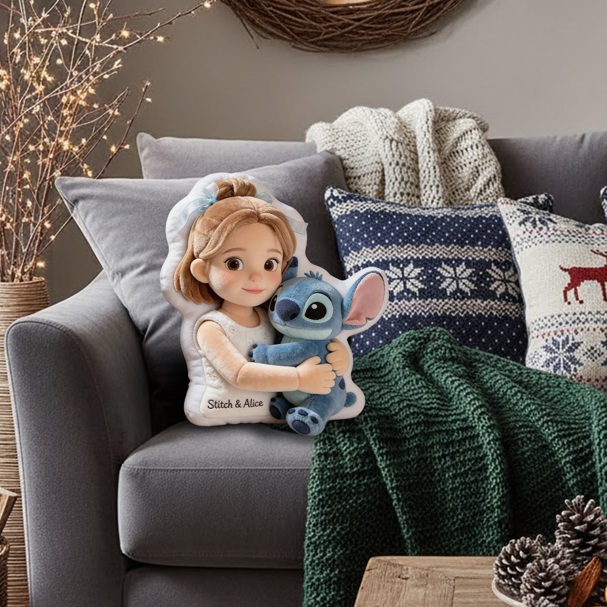 Ohana Means Family - Personalized Ohana Faux Fur Shaped Pillow
