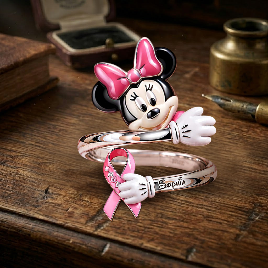Breast Cancer Awareness - Personalized Breast Cancer Awareness Bracelet & Ring Set