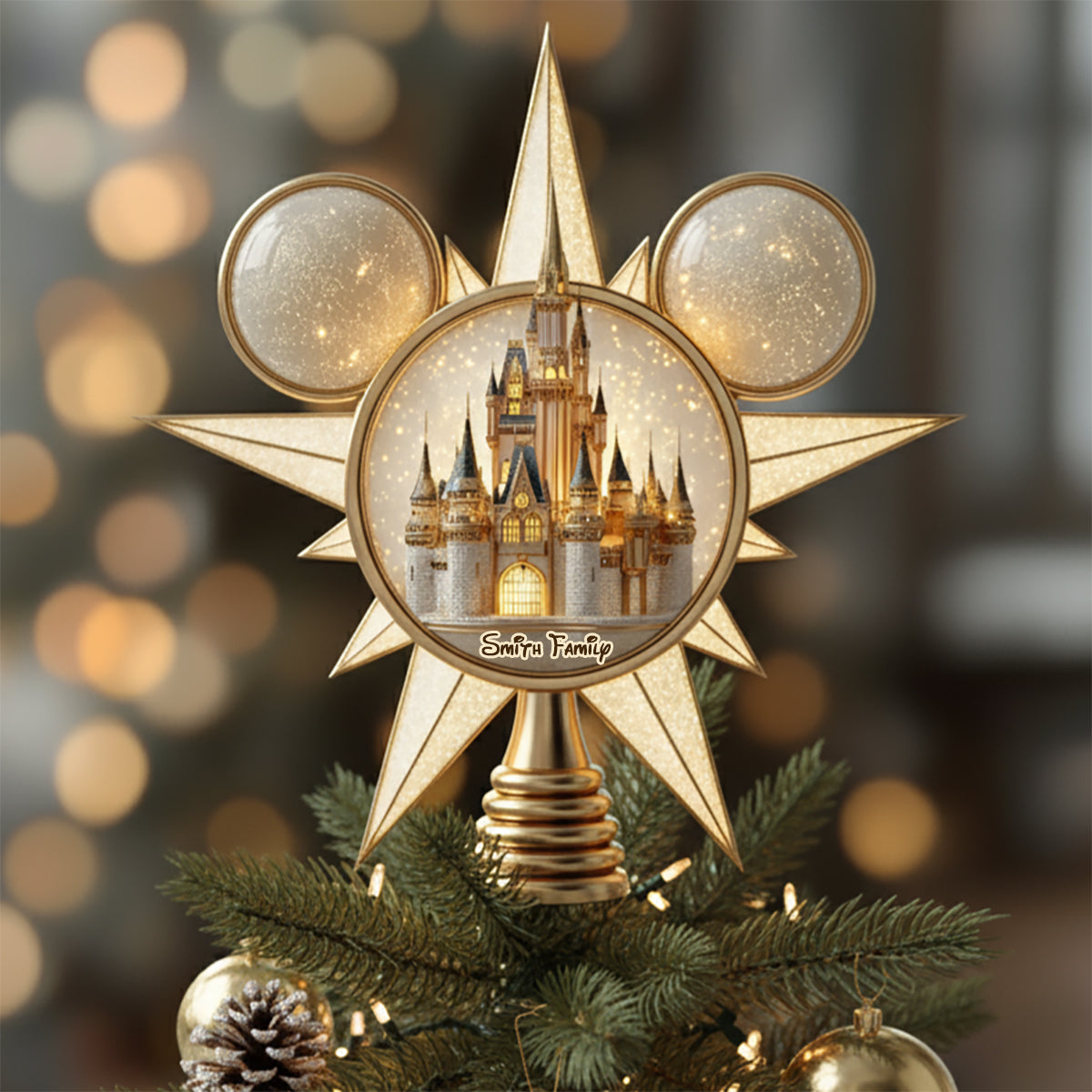 Merry Christmas At The Magical Land - Personalized Mouse LED Light Tree Topper