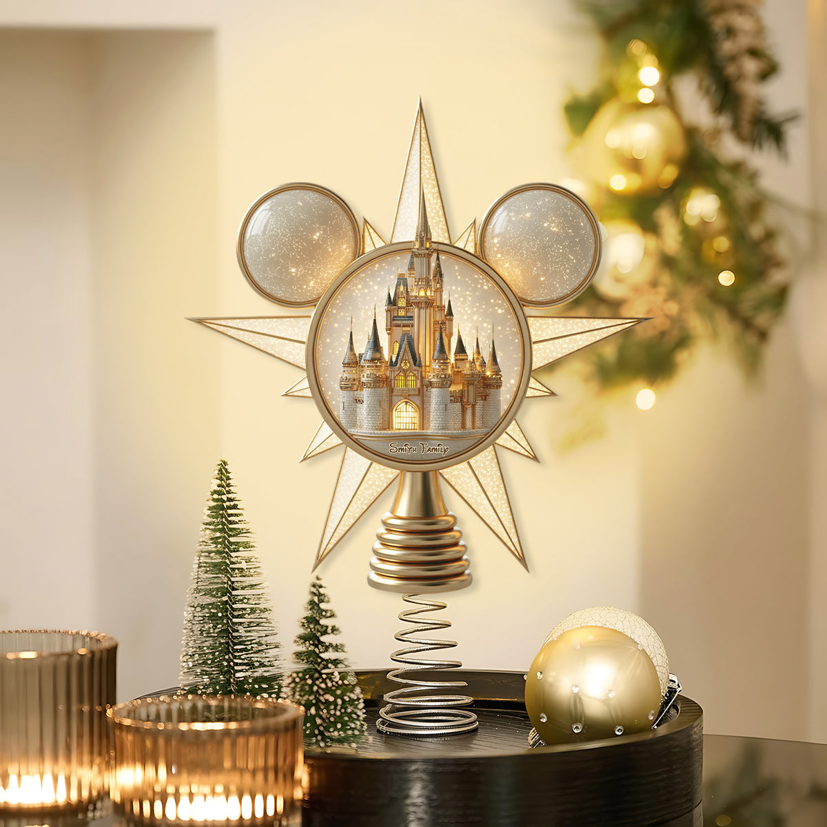 Merry Christmas At The Magical Land - Personalized Mouse LED Light Tree Topper
