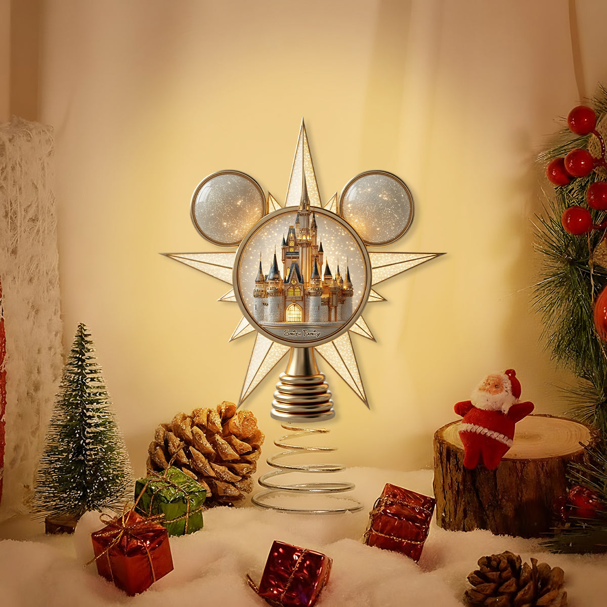 Merry Christmas At The Magical Land - Personalized Mouse LED Light Tree Topper