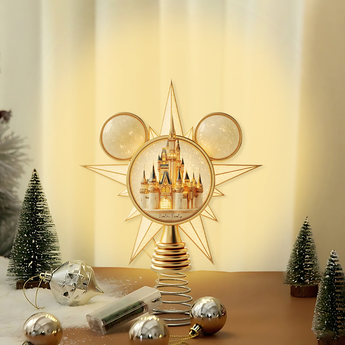 Merry Christmas At The Magical Land - Personalized Mouse LED Light Tree Topper