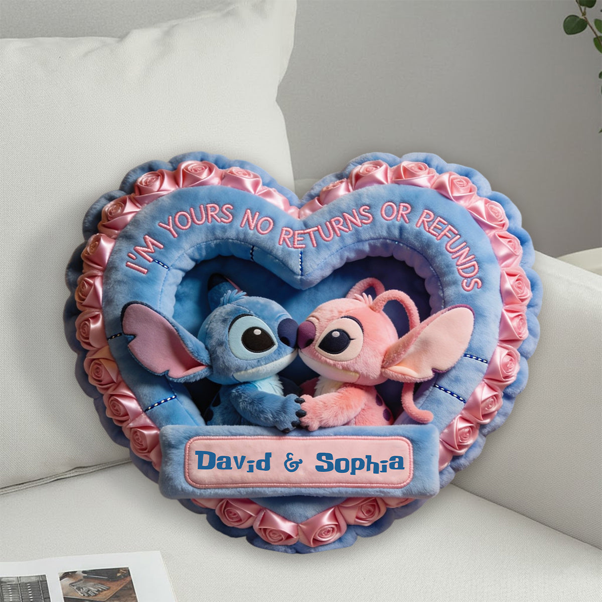 I'm Yours No Returns Or Refunds - Personalized Ohana Faux Fur Shaped Pillow