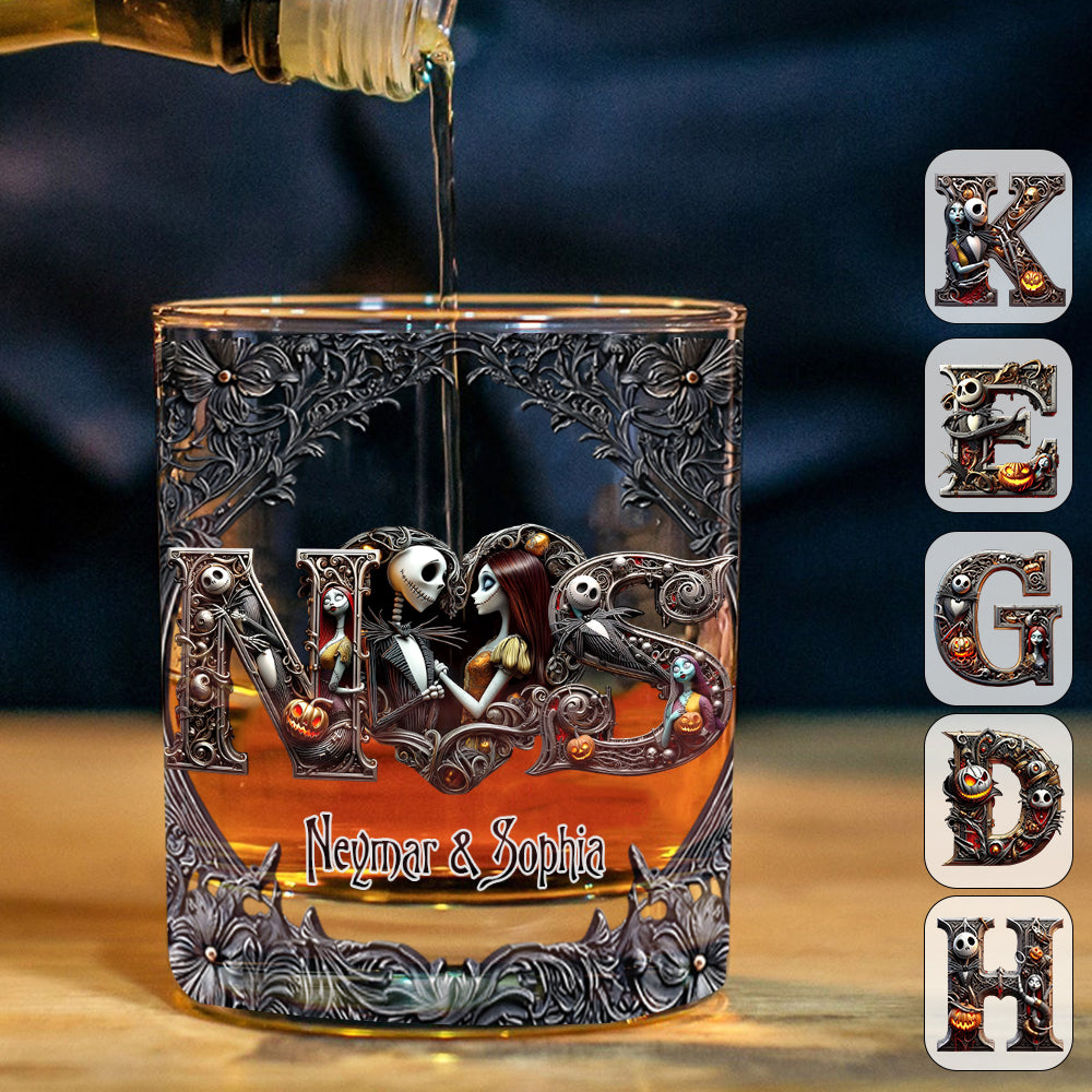 Nightmare Couple Name Initial Letter - Personalized Nightmare Whiskey Glass