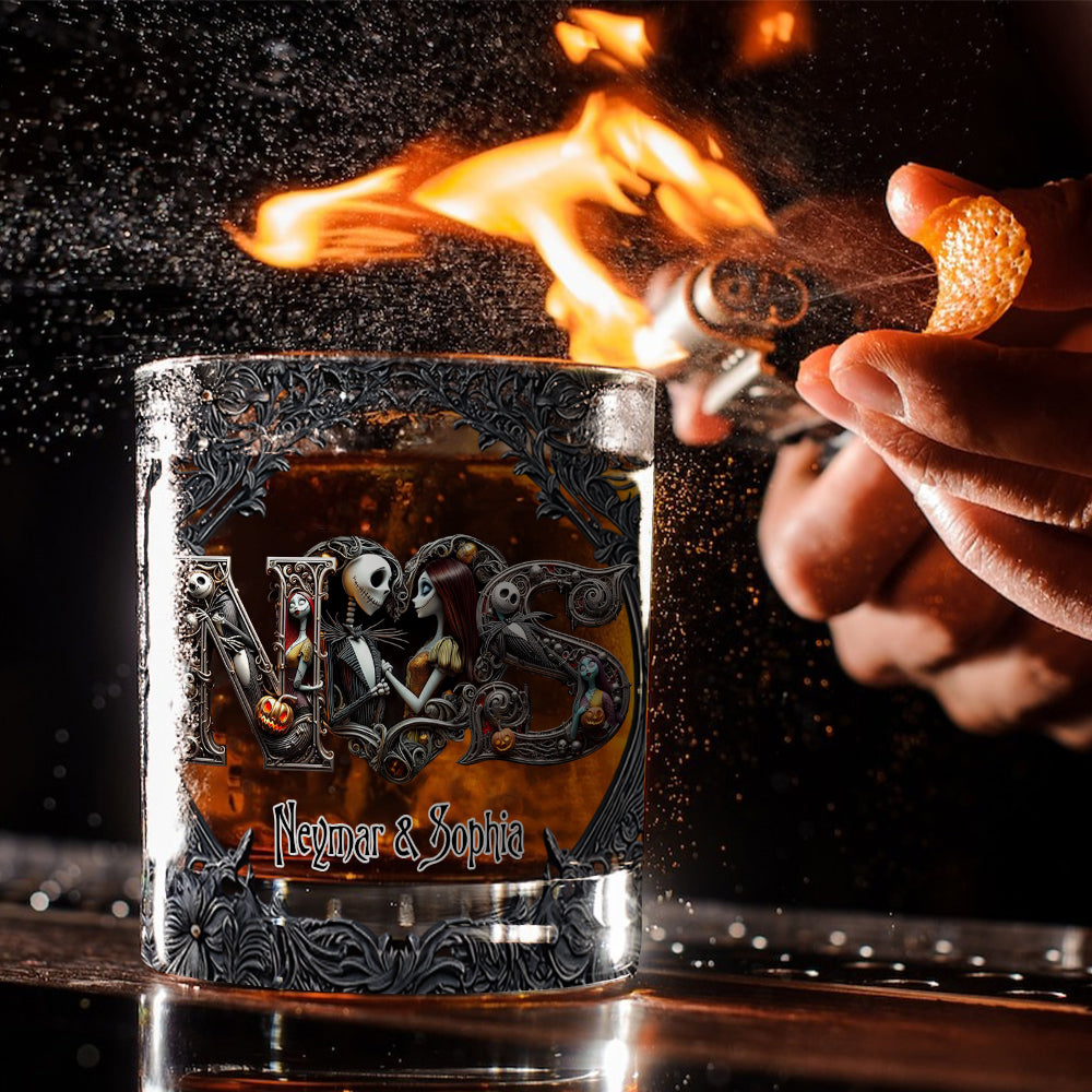 Nightmare Couple Name Initial Letter - Personalized Nightmare Whiskey Glass
