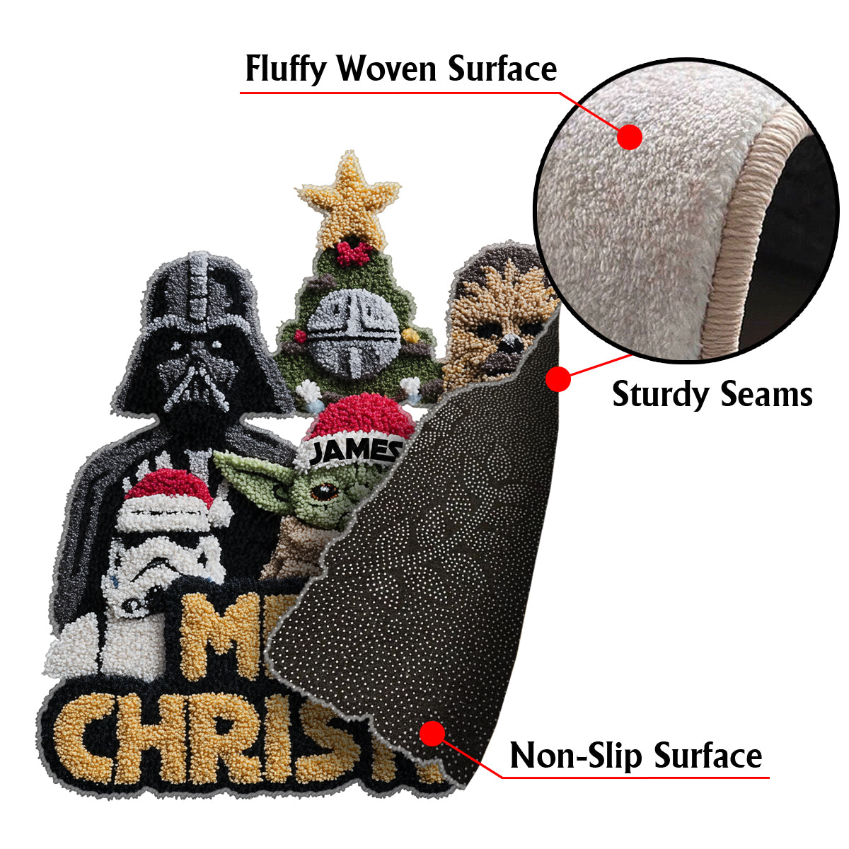 Merry Christmas - Personalized The Force Non-Slip Tufted Rug