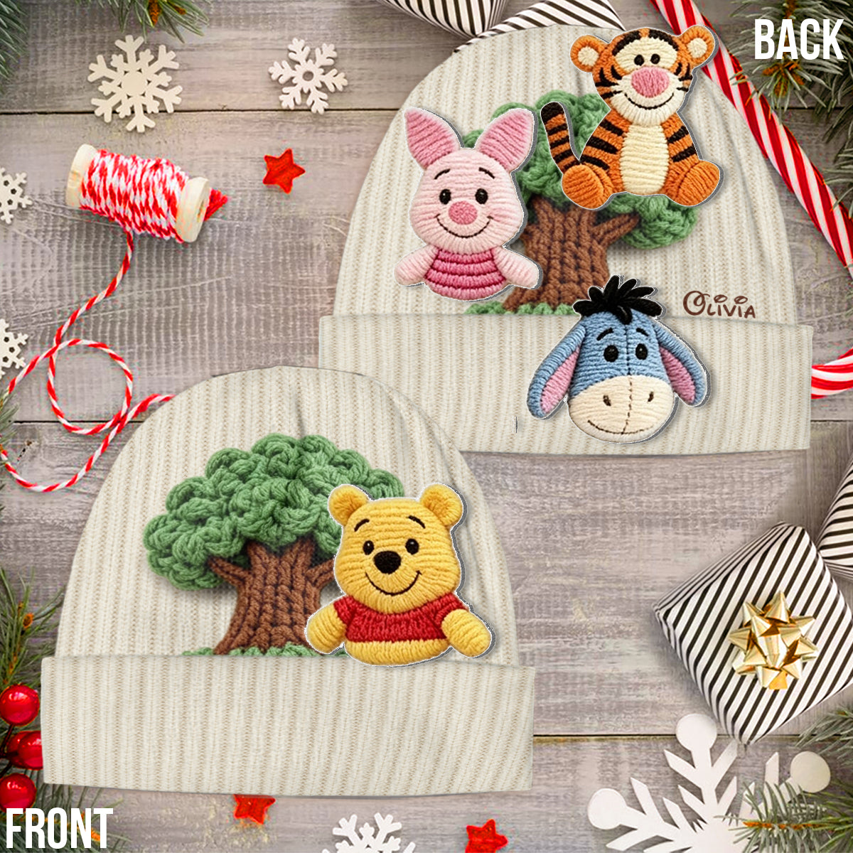 Friends - Personalized Yellow Bear Beanie Hat With Patches