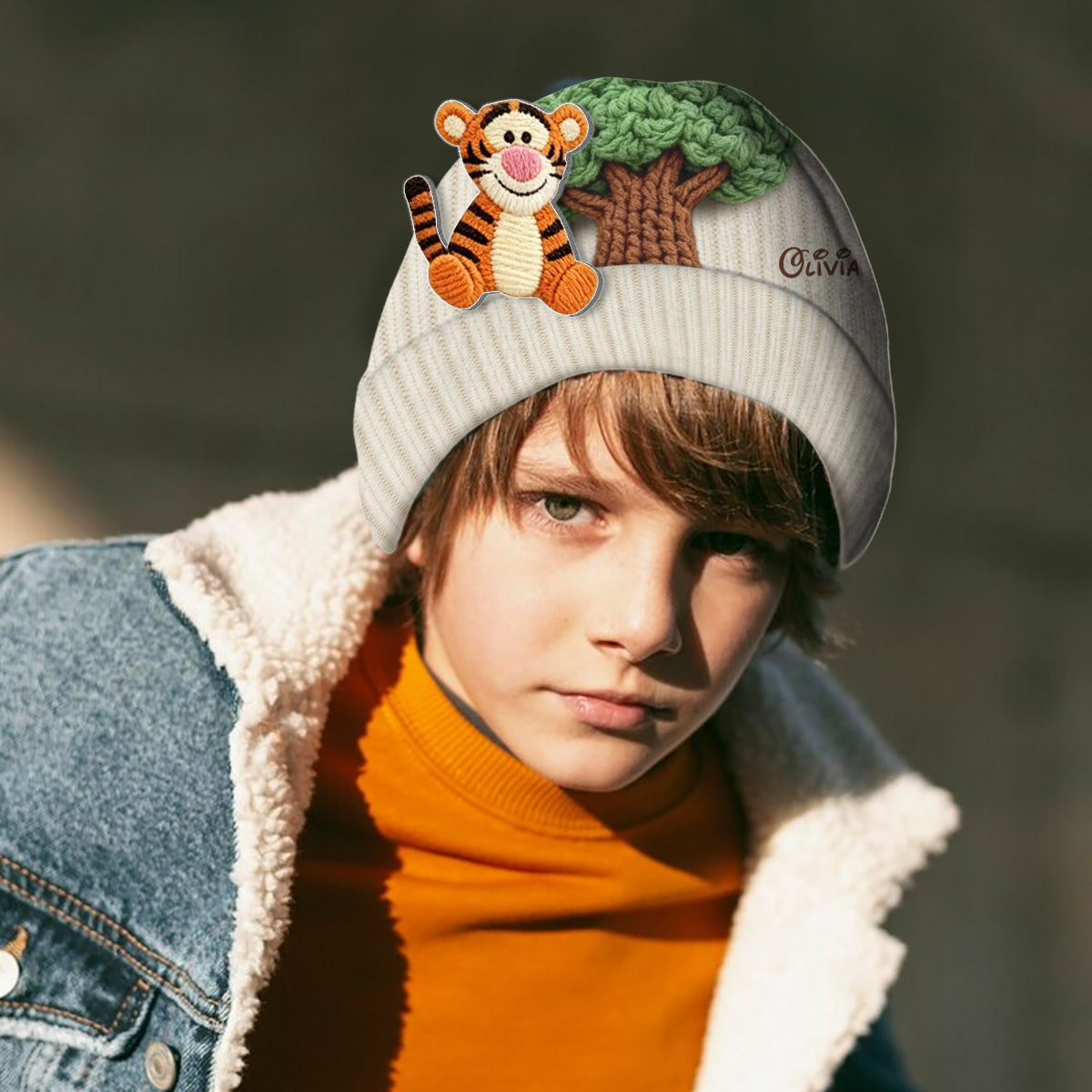 Friends - Personalized Yellow Bear Beanie Hat With Patches