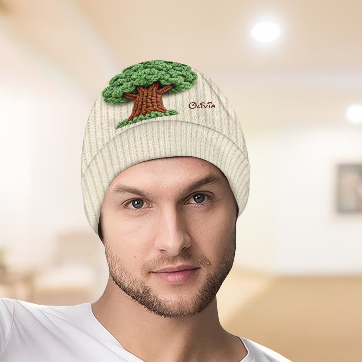 Friends - Personalized Yellow Bear Beanie Hat With Patches