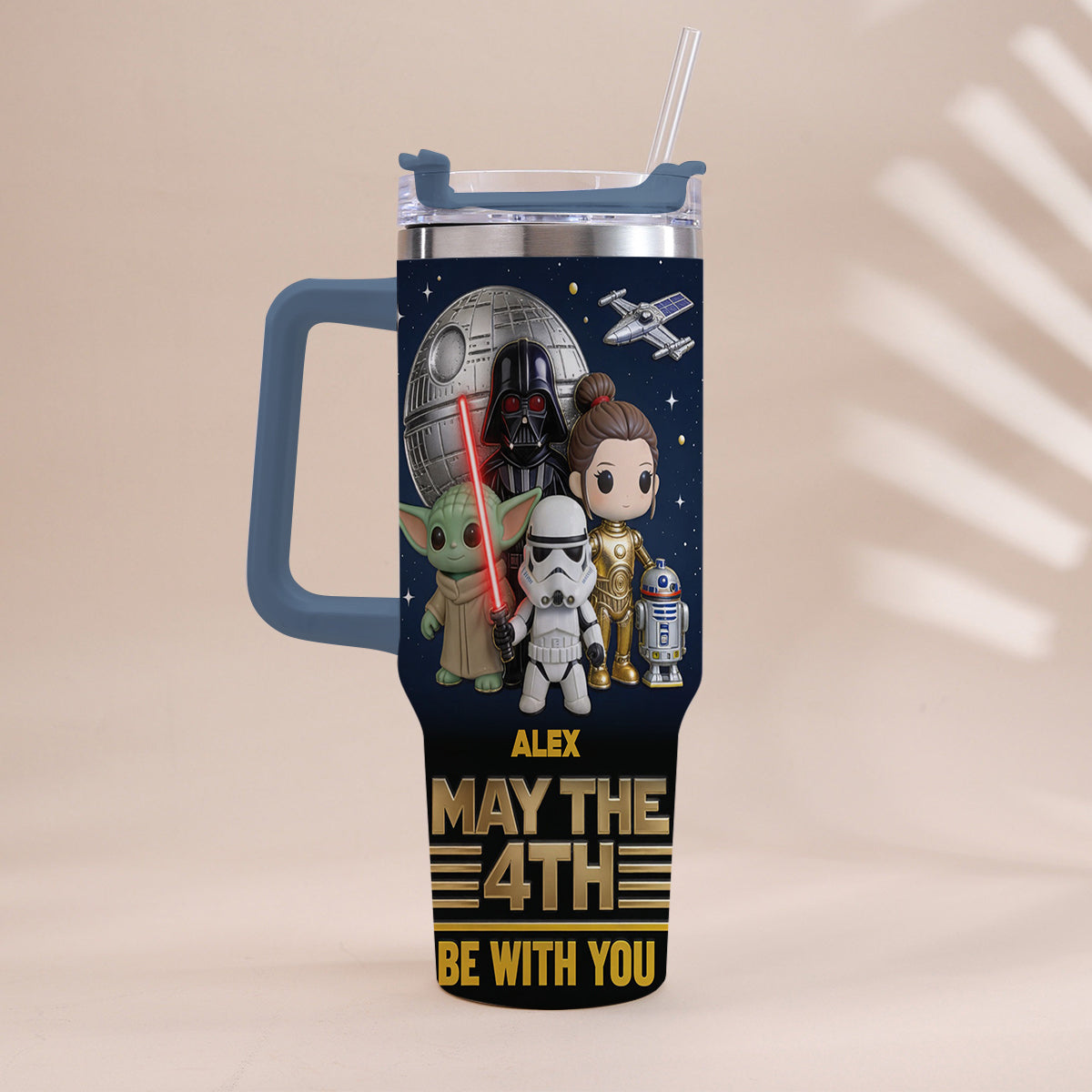May The 4th Be With You - Personalized The Force Tumbler With Handle