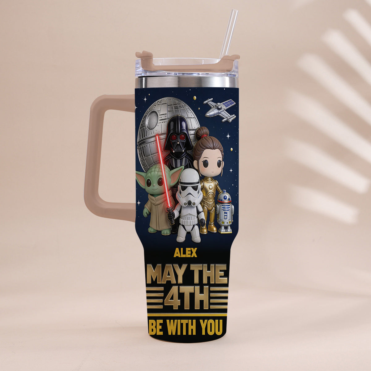 May The 4th Be With You - Personalized The Force Tumbler With Handle