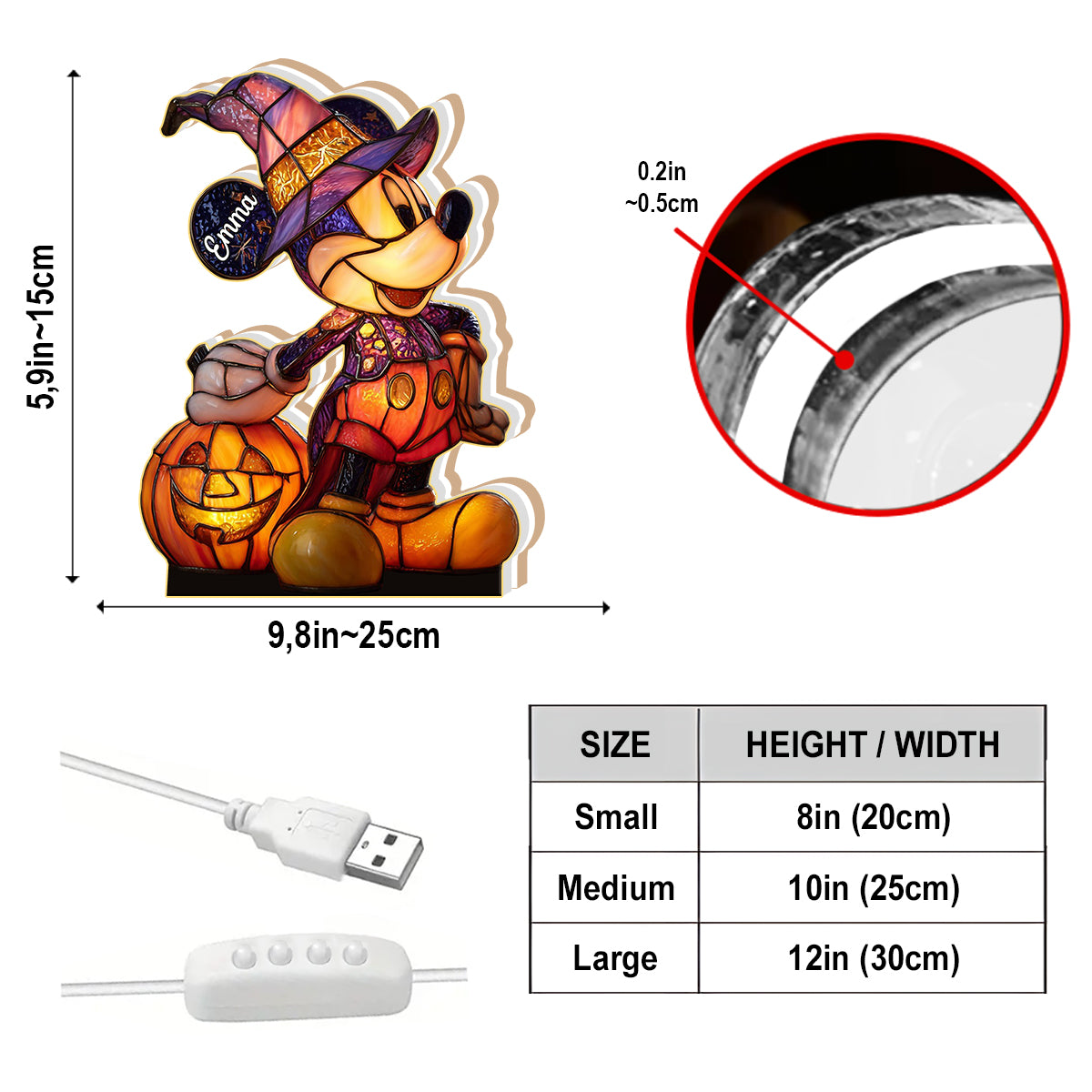 Halloween Friends - Personalized Mouse Acrylic LED Night Light