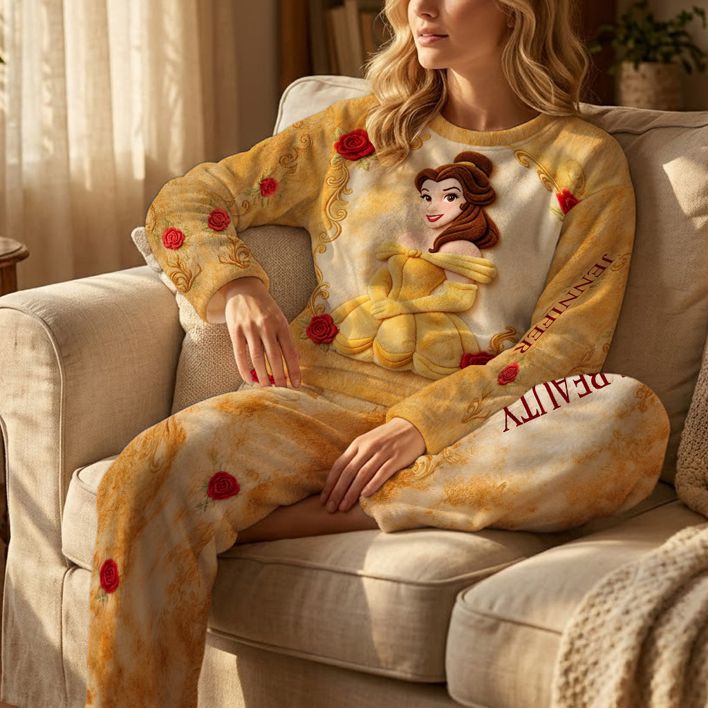 Her Beast And His Beauty - Personalized Beauty And The Beast Fleece Lounge Set