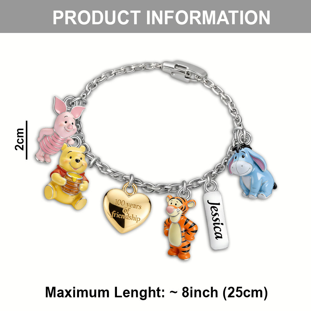 100 Years Of Friendship - Personalized Yellow Bear Bracelet With Charms