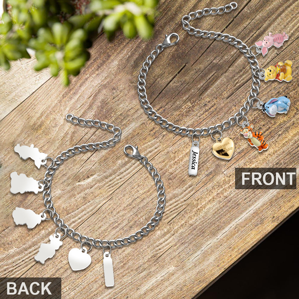 100 Years Of Friendship - Personalized Yellow Bear Bracelet With Charms
