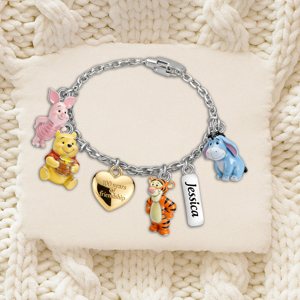 100 Years Of Friendship - Personalized Yellow Bear Bracelet With Charms