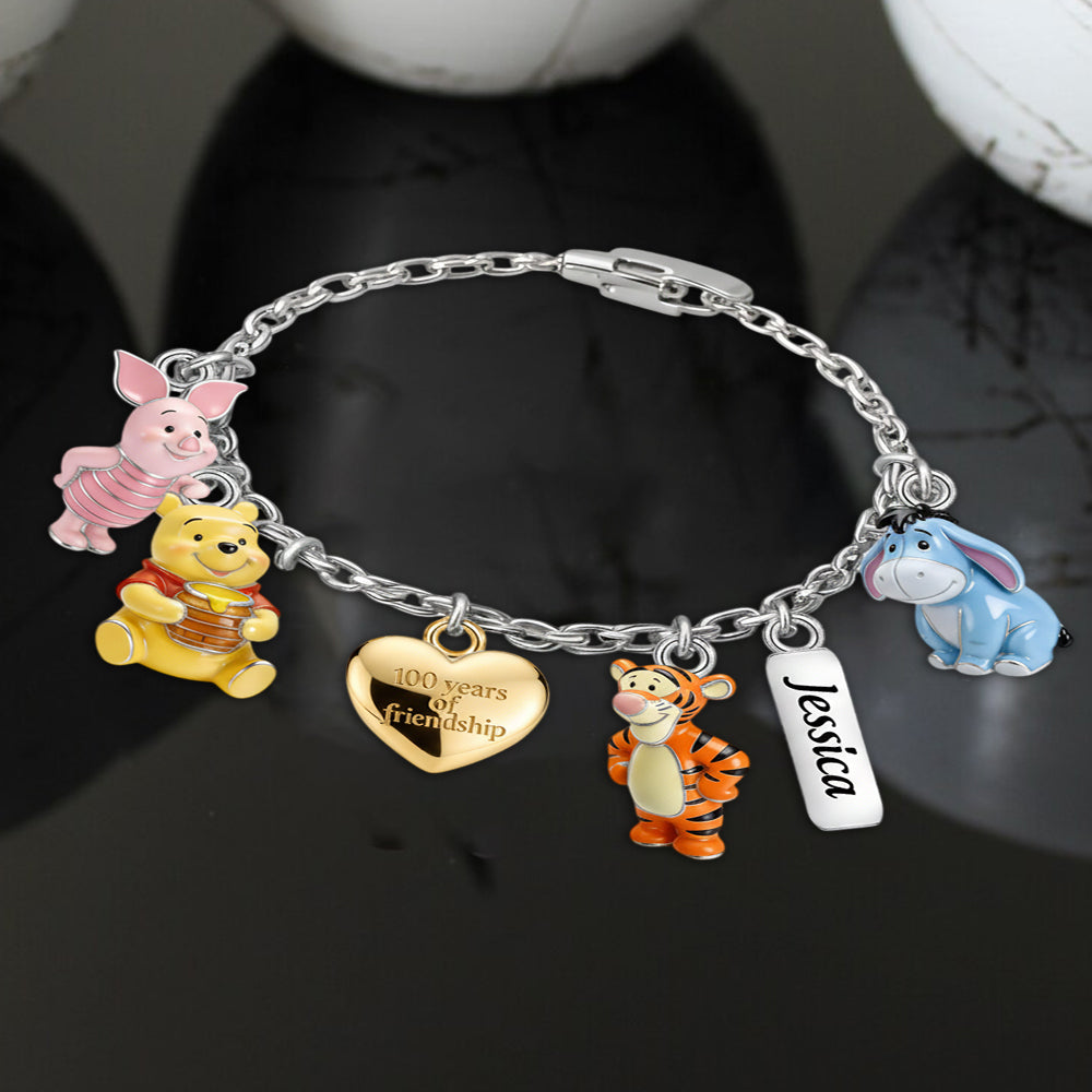 100 Years Of Friendship - Personalized Yellow Bear Bracelet With Charms
