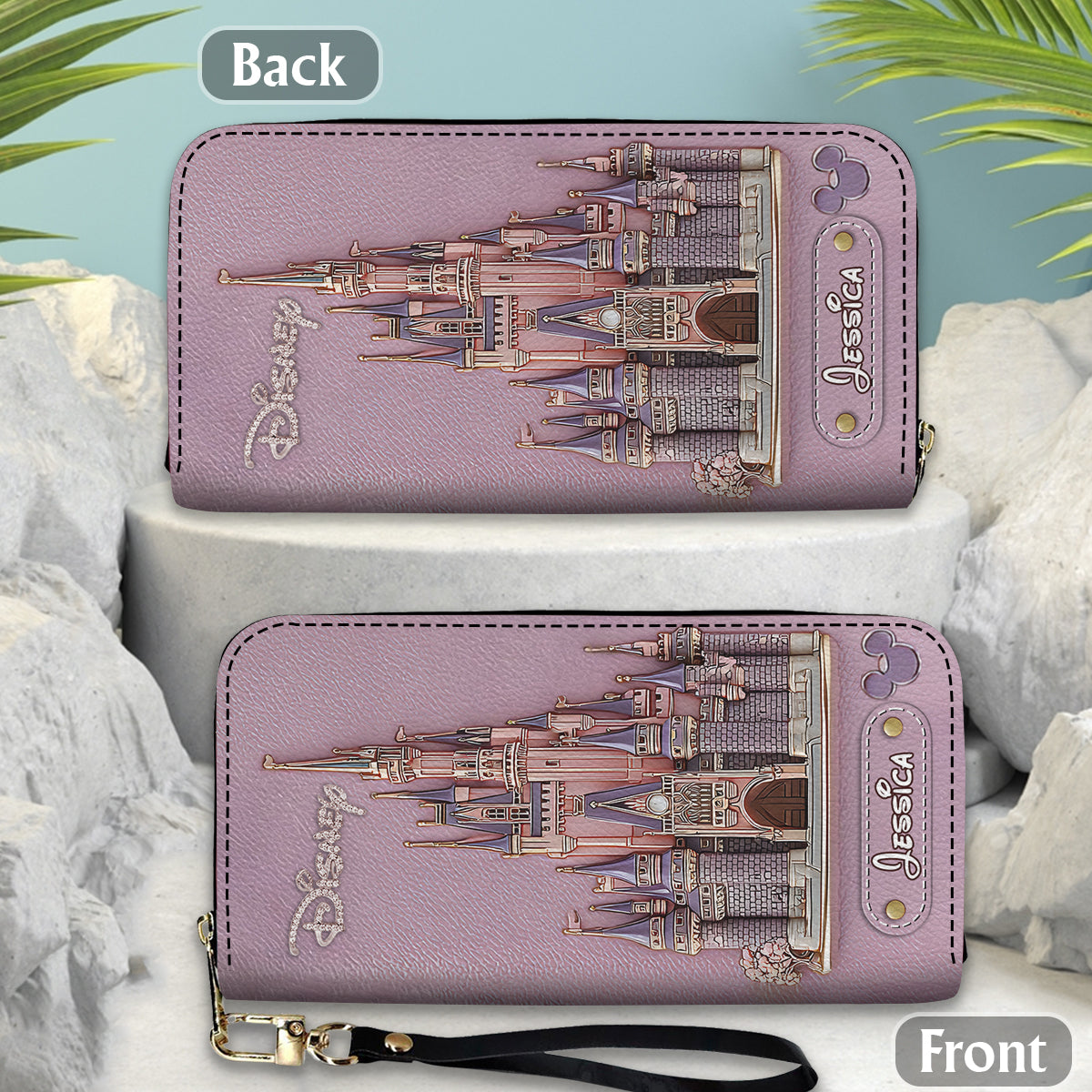 Magical Day Custom Name - Personalized Mouse Leather Long Wallet
