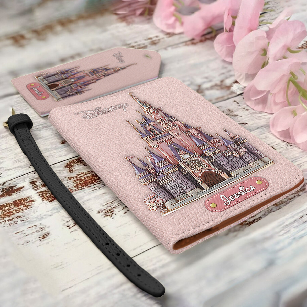 Magical Day Custom Name - Personalized Mouse Leather Luggage Tag & Passport Holder