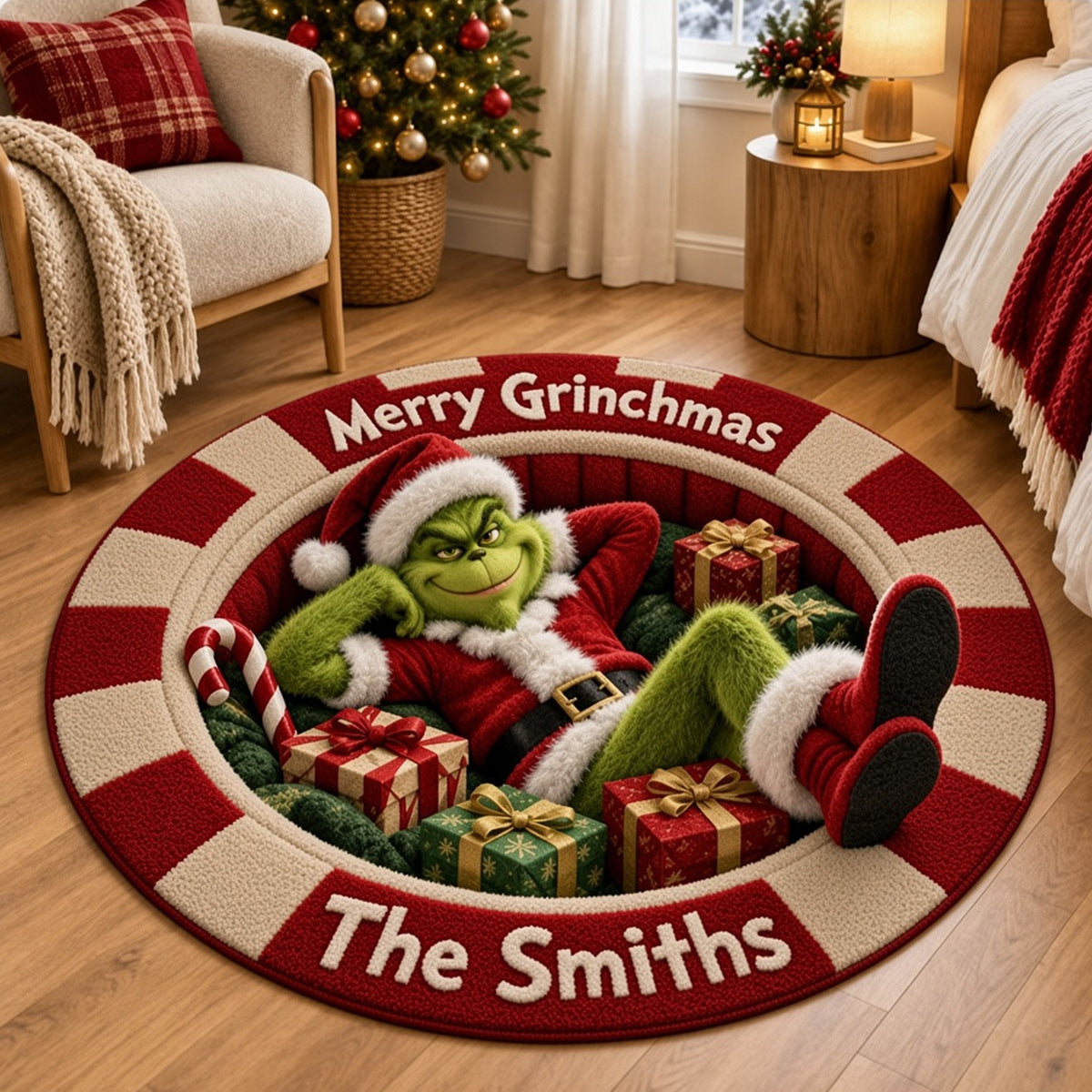 Merry Grinchmas - Personalized Stole Christmas Non-Slip Tufted Rug
