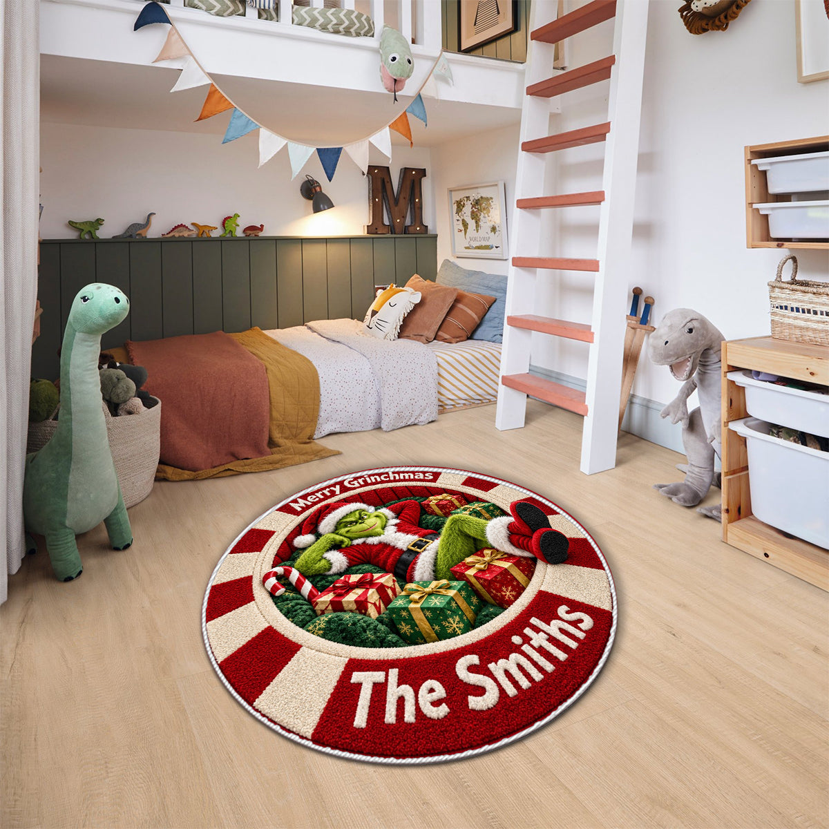 Merry Grinchmas - Personalized Stole Christmas Non-Slip Tufted Rug
